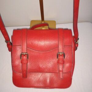 Vegan Handbag NEW Red w/ Black Trim and Adjustable Strap NWOT
